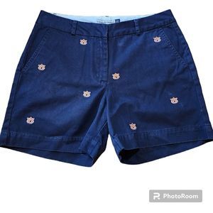Auburn Logo Campus Chino Shorts Women Sz 10 Blue Chino Pocket Cotton Ladies